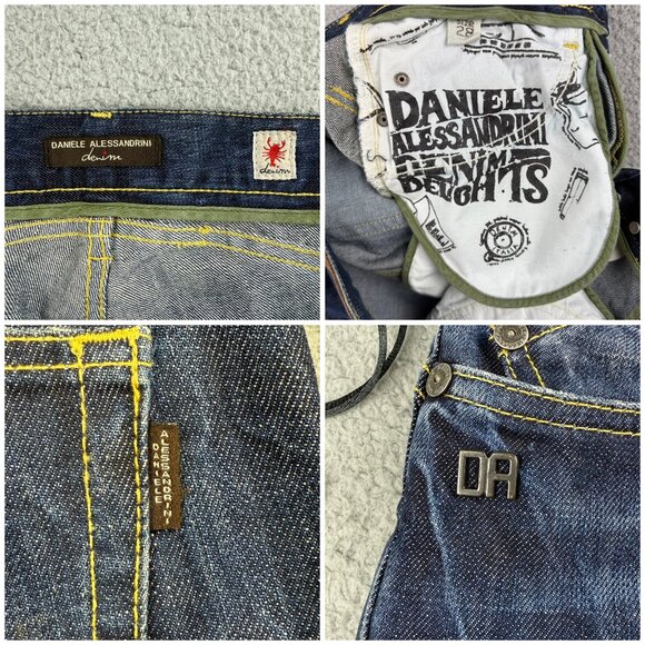 Daniele Alessandrini Jeans Mens 28 Pants Blue Denim Slim Fit Dark Button Fly 1 - Picture 7 of 12